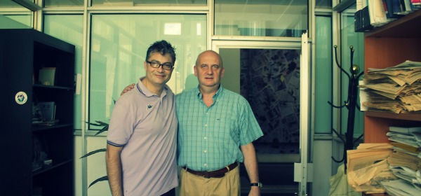 Insieme a Vitalij Jaroshevskij, vicedirettore di Novaja Gazeta, nell'ufficio di Anna Politkovskaja.
